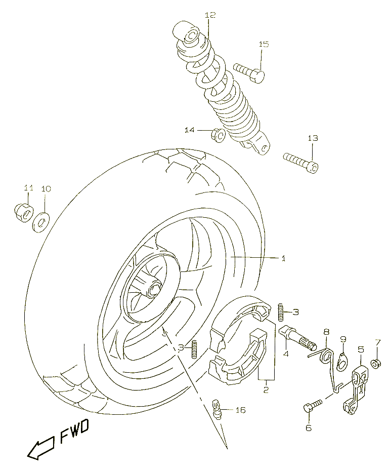 ROUE ARRIERE POUR SUZUKI ZILLION 50 1999 POUR SUZUKI ZILLIONUX50WX 