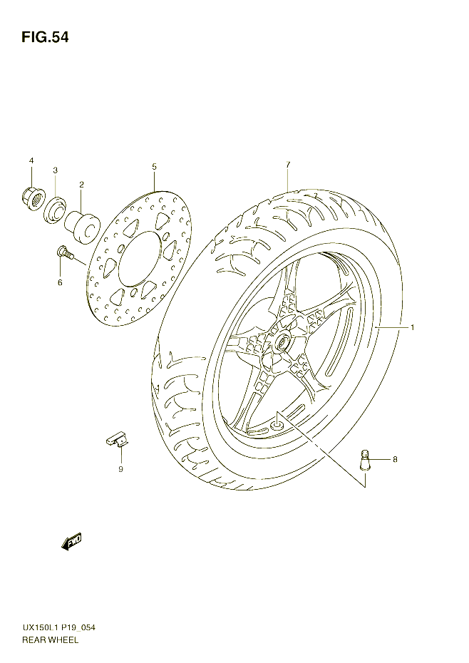 ROUE ARRIERE POUR SUZUKI SIXTEEN 150 2011 POUR SUZUKI SIXTEENUX150L1