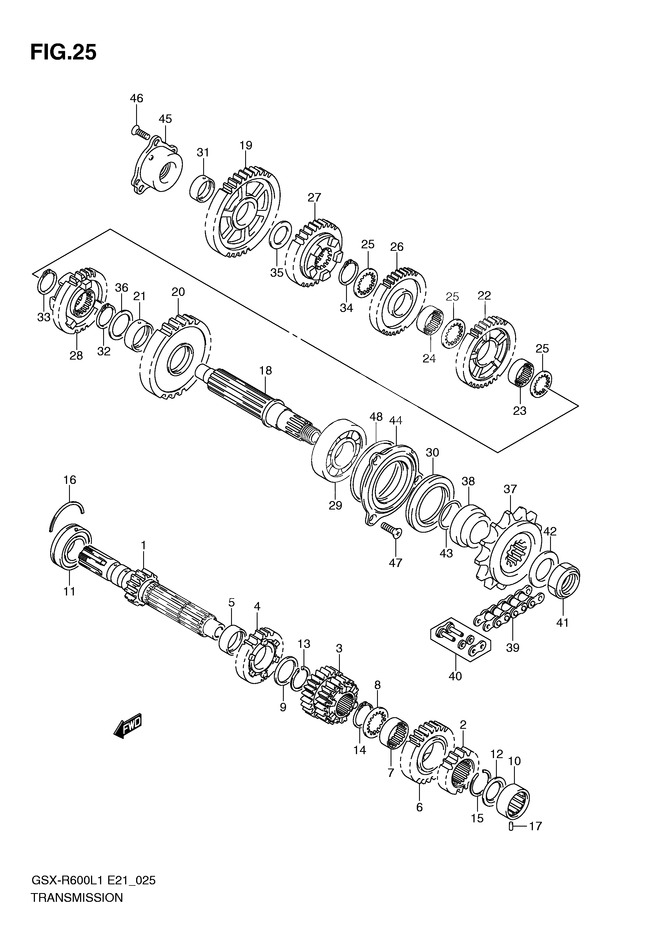 TRANSMISSION POUR GSX R 600GSX R600L1 2011