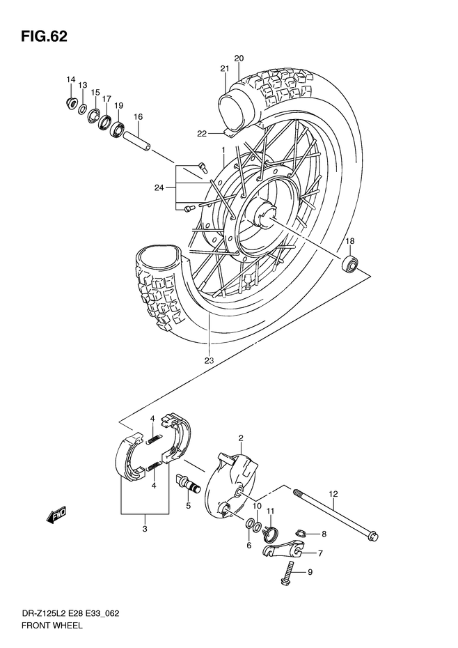 ROUE AVANT POUR DR Z 125DR Z125LL2 2012