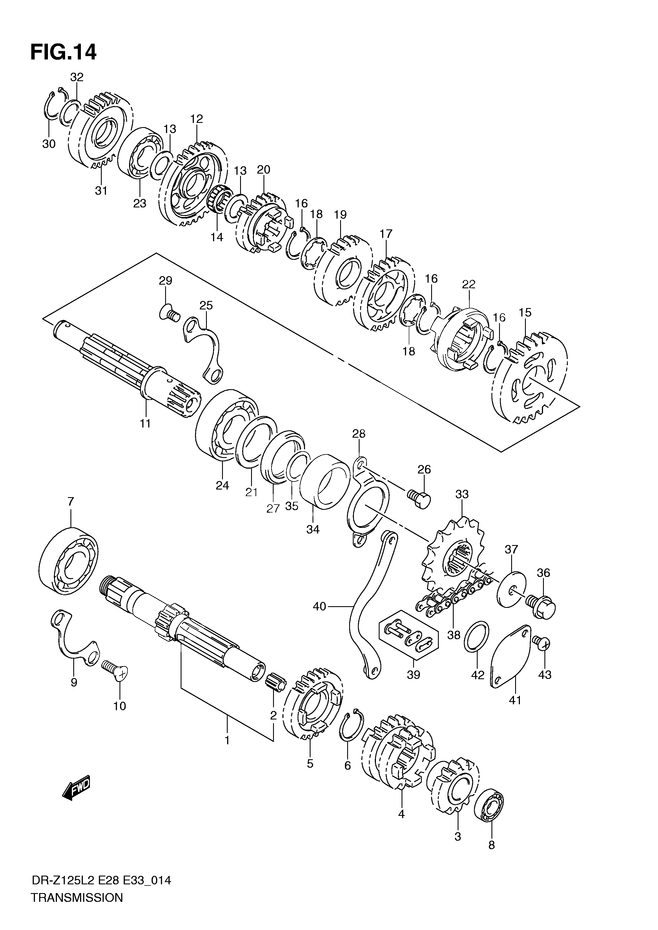 TRANSMISSION POUR DR Z 125DR Z125LL2 2012