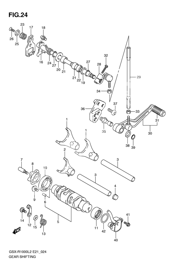 ENSEMBLE DE SELECTION DE VITESSES POUR SUZUKI GSX RGSX R1000L2 2012